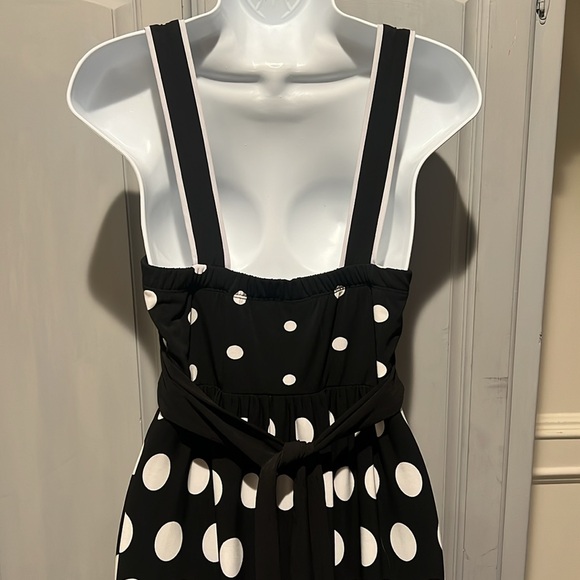 👑Black and white polka dot dress layered look lined skirt - Picture 7 of 13